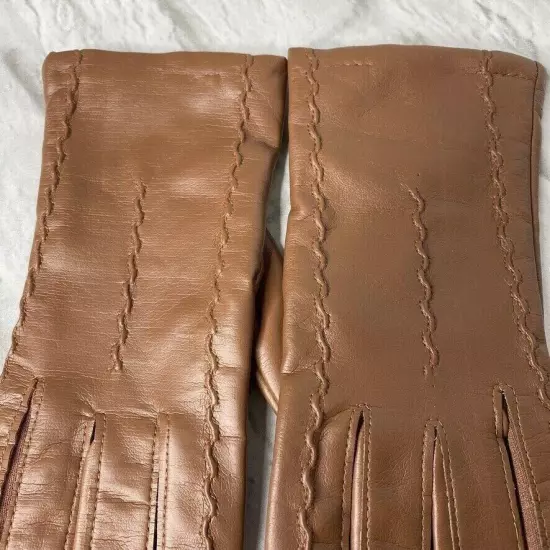 Vintage Vinyl Driving Dress Gloves Women's 6/7 Brown New Old Stock