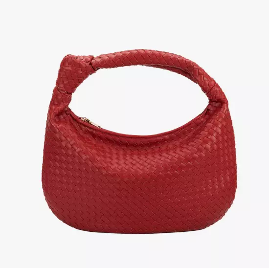 Melie Bianco Brigitte Large Satchel Recycled Vegan Woven Knot Bag Anthropologie!