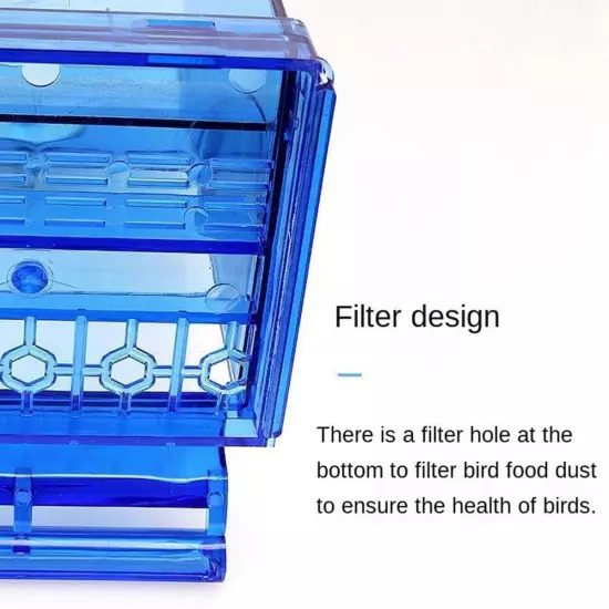 No Mess Bird Feeders Automatic Parrot Feeder Drinker Acrylic Food Containe.