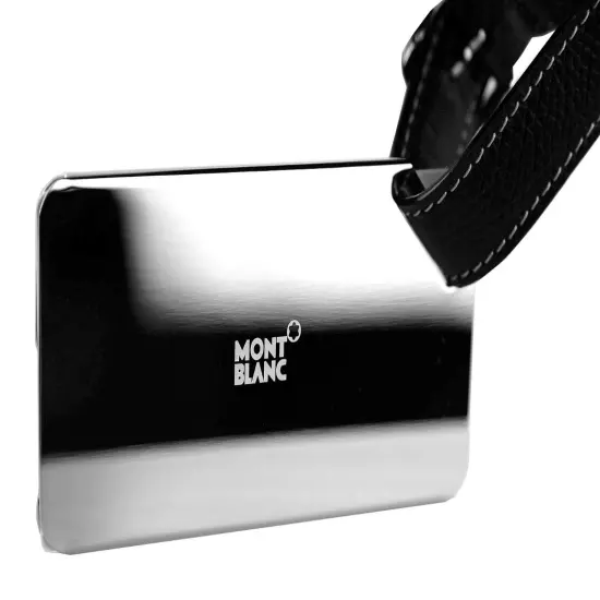 MONTBLANC LIFESTYLE ACCESSORIES LUGGAGE TAG STEEL & LEATHER 113726 GERMANY NEW