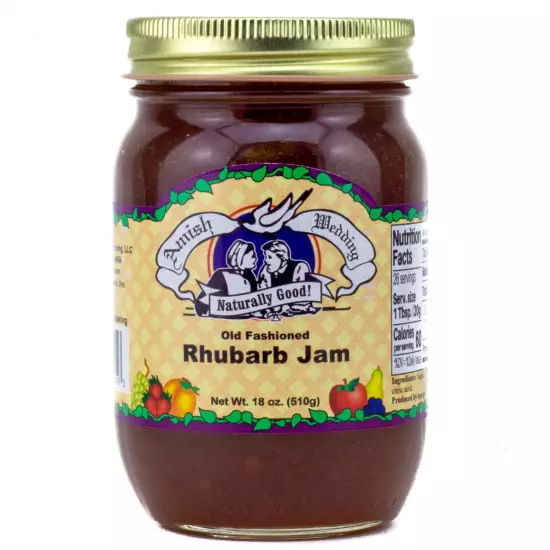 Amish Wedding Rhubarb Jam 18oz Glass Jar BB June 2026