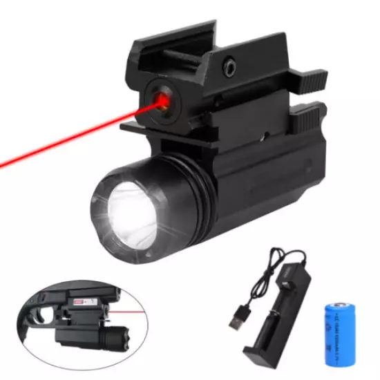 Red Laser Sight Handgun Torch LED Flashlight Combo LED for 20mm Picatinny Rail