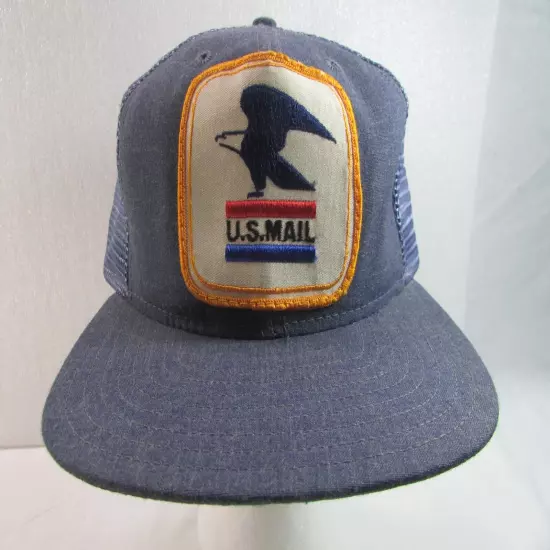 Vintage US Mail Embroidered Patch Snapback Trucker Mesh Hat Made In USA