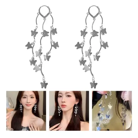 Elegant Long Dangle Earrings Fashion Butterfly Tassels Earrings Jewelry