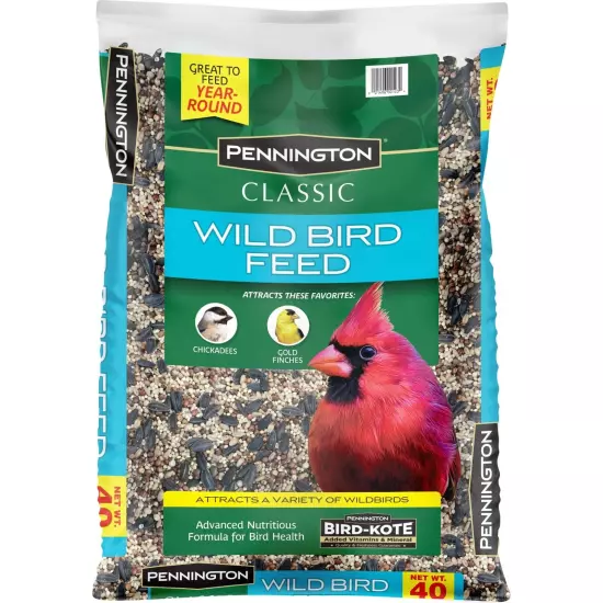 2 Bags Wild Bird Food Seed Mix Birders Blend Bulk 40lb Feed Pennington Classic