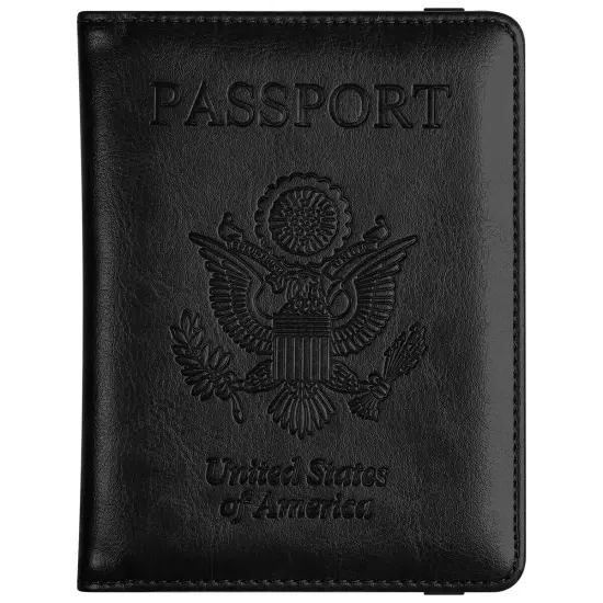 US Passport Holder Leather RFID Blocking Cover Leather Travel Wallet Case Card 