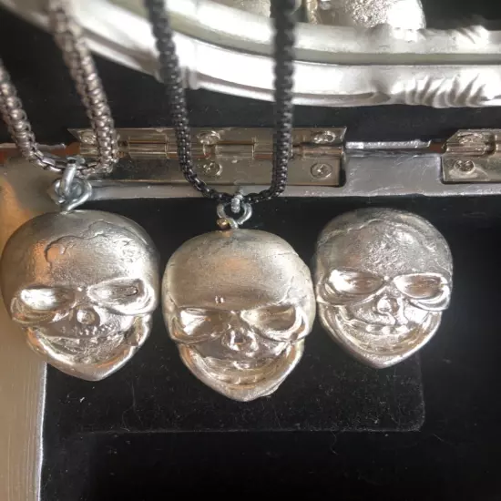 Pure silver hand poured skull. 2 Troy Oz. 999 Silver.