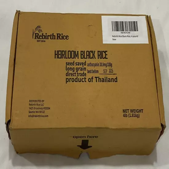 Heirloom Thai Black Rice by , 100% all natural, 4lb (64oz), NON-GMO & Direct ...