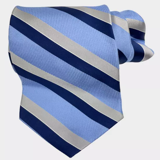 Calvin Klein Blue Gray Striped Regimental Repp Silk Tie Men's 3.8" x 57"