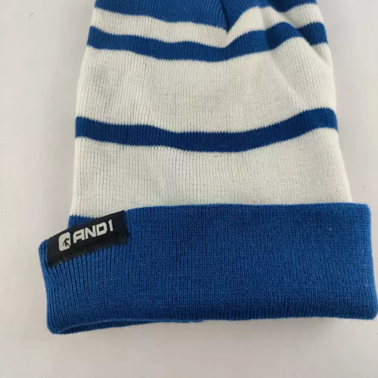 And1 Cap Winter Beanie Blue White Stripes