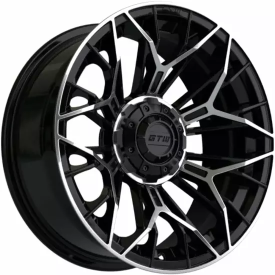 Set of 4 GTW 15" Stellar Matte Black/Machined Wheels on 22" Fusion Street Tires