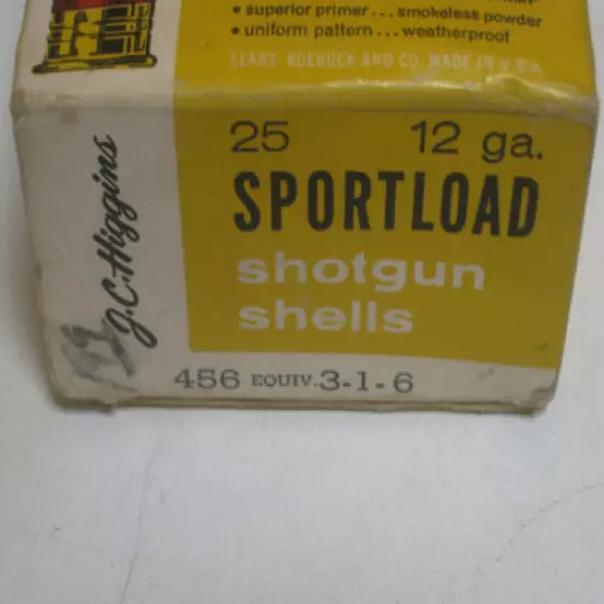 JC Higgins Shotgun Shell Box - Empty (25) 12 ga. Sears Roebuck and Co Vintage 