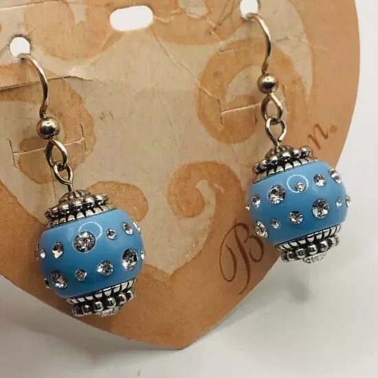 Brighton glimmer twist earrings with sugar rock blue beads interchangeable