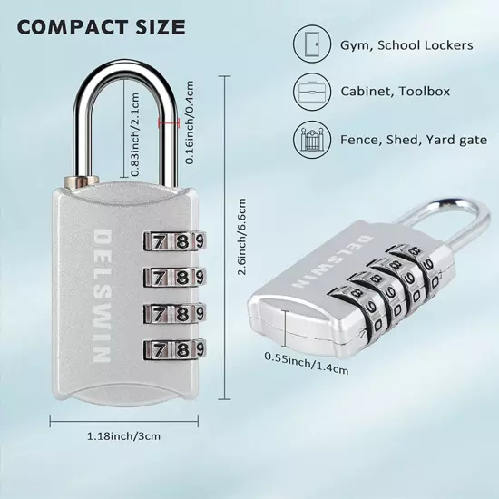 Small Combination Lock for Locker - 4Pack Resettable Luggage Locks for Backpa...