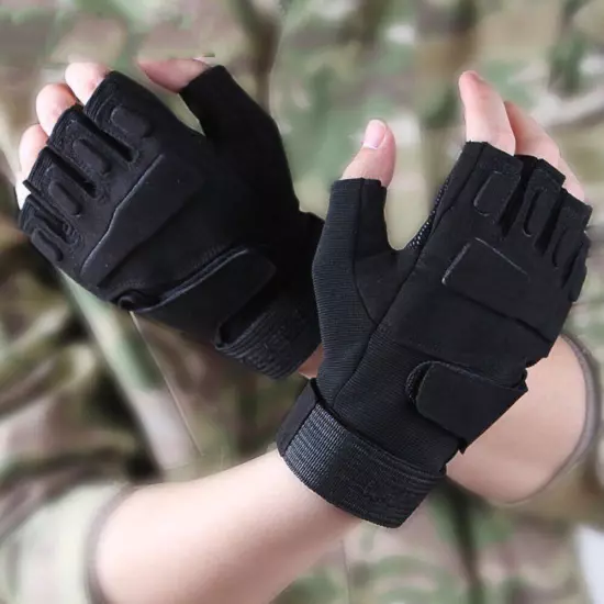 Mens Tactical Military Fingerless Gloves Motorcycle Cycling Half Finger Gloves