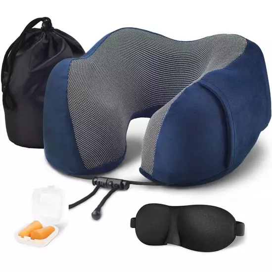 Travel Pillow Luxury Memory Foam Neck & Head Support Pillow Soft Sleeping Rest 