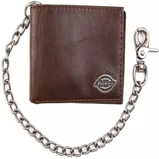 Dickies Men's Leather Slimfold Wallet With Chain