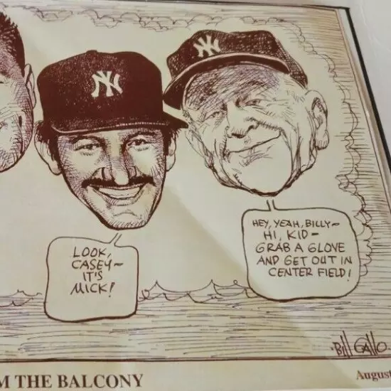 Vtg NY Yankees Newspaper Copy Mickey Mantle Babe Ruth Lou Gehrig Gallo Daily New