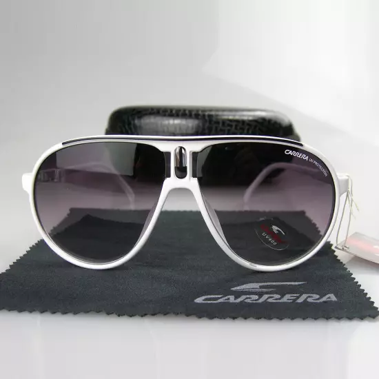 New Men's Women's Retro Outdoor Matte Black Sunglasses Carrera Glasses+Box C01