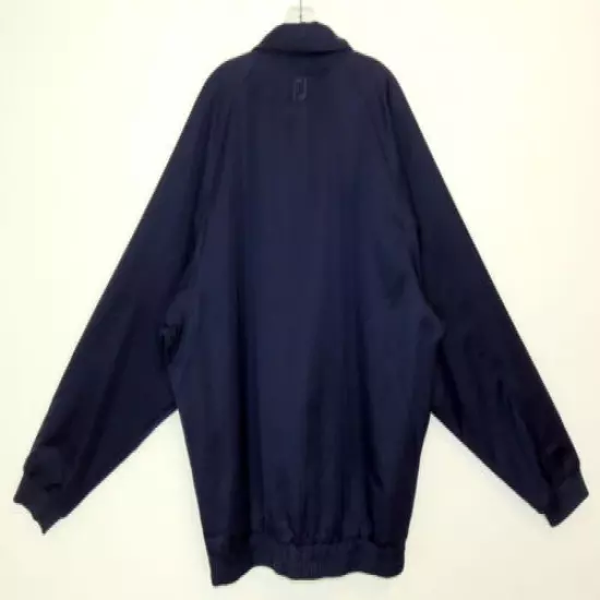 Footjoy Mens L Golf Jacket Very Dark Blue Satin Zip Up Dressy