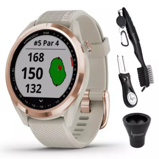 Garmin Approach S42 Rose Gold GPS Golf Watch with All-In-One Golf Tools Bundle