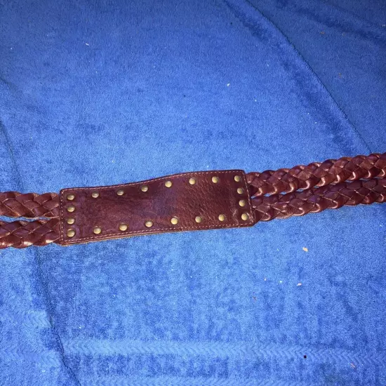 Fossil Braided Leather Belt Size M Brown Women