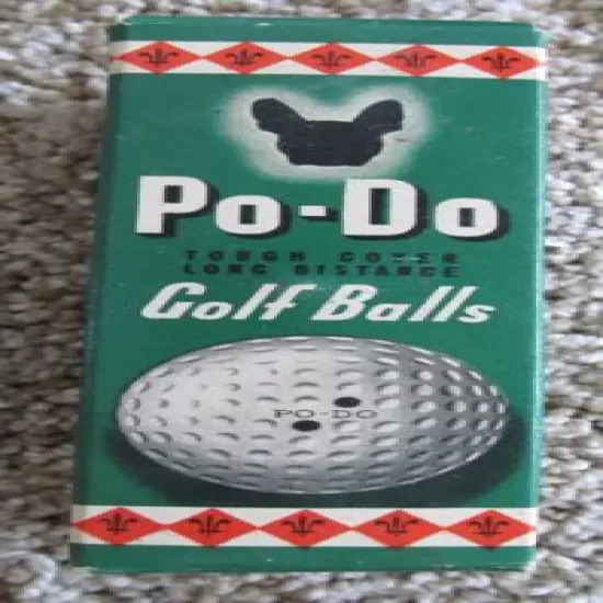 VINTAGE SLEEVE OF 3 UNUSED WRAPPED PO DO GOLF BALLS MINT CIRCA 1940'S