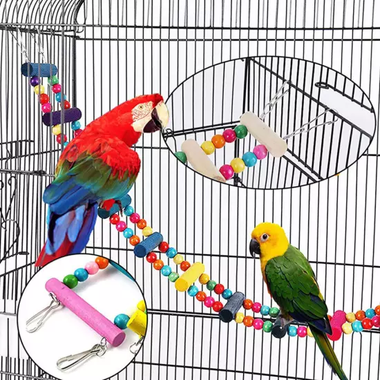 Parrot Ladder Takraw Ball Ring Colorful Bell Toy Budgie Cockatiel Cage Bird Toys