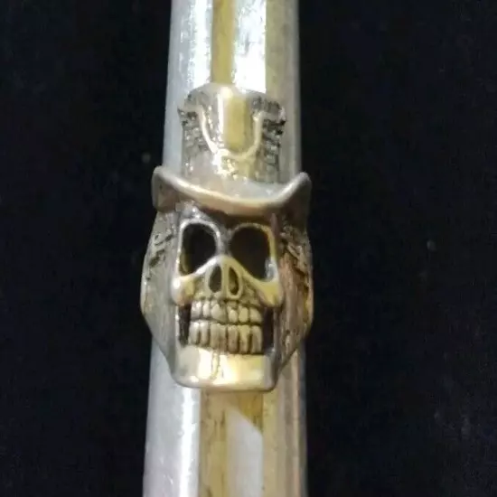 Vintage 80’s G&S Skull w/ Hat Winged Ring Biker Heavy Metal Silver Tone Size 10