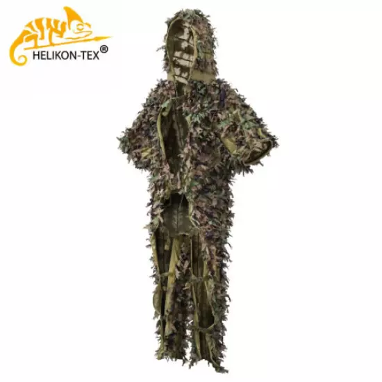 Ghillie Suit Sniper Camouflage Set Tactical Poncho Helikon-Tex Leaf Woodland 