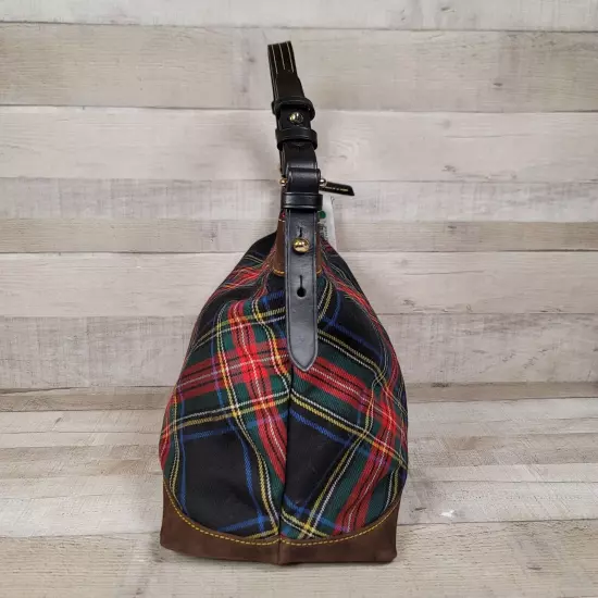 NWT Dooney & Bourke Red Tartan Plaid Large Erica Shoulder Bag Cloth Purse Suede