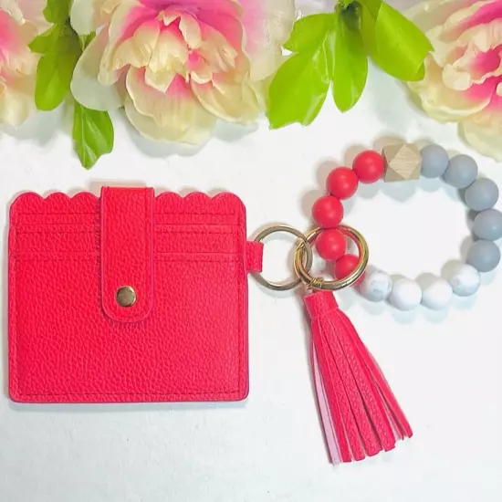 Wristlet Card Wallet Bracelet in Red