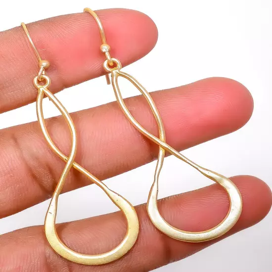 Cross Fingers Matte Gold Plated Plain Brass Earring 2.54" E2117-17