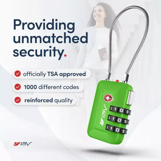 TSA Approved Luggage Travel Lock, Set-Your-Own Combination Lock for School Gym, 