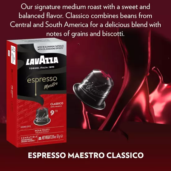 Lavazza Espresso Classico Medium Roast 100% Arabica Aluminum Capsules... 