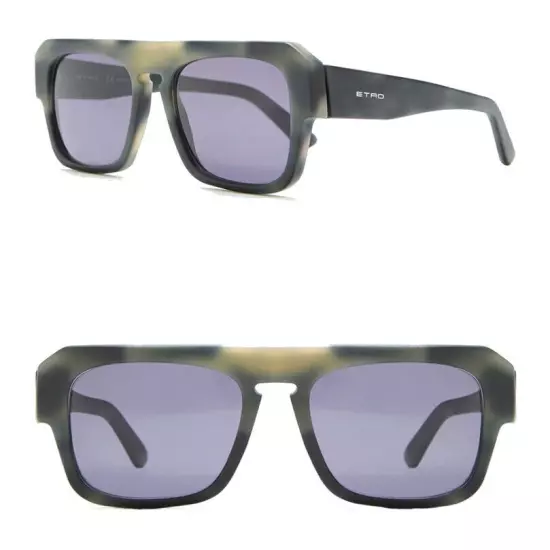 $385 Etro Navigator Sunglasses Matte Gray Havana Gray Lens Made in Italy NWT