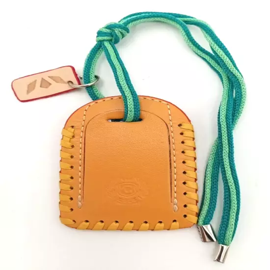 Consuela Sandy Leather Luggage Tag - Green, Yellow and Orange