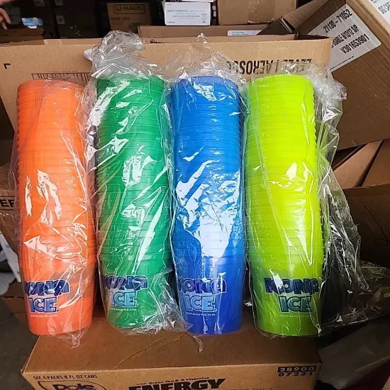 4 Sleeves,25 In Each Kona Ice BPA Free Plastic Cups 16oz 100 PC Total.