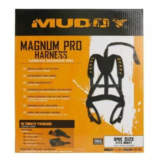 Muddy Outdoors Magnum Pro Padded Adjustable Treestand Harness System, Black- NEW