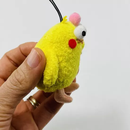 Docomo Poinko Yellow Chicken Hangtag Bird Meatball Plush Strap Charm Bulging Eye