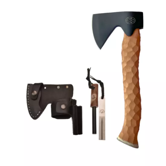 Karesuando Kniven Bushcraft Set Black 5Cr15MoV Steel Axe Head Beech Wood Handle 