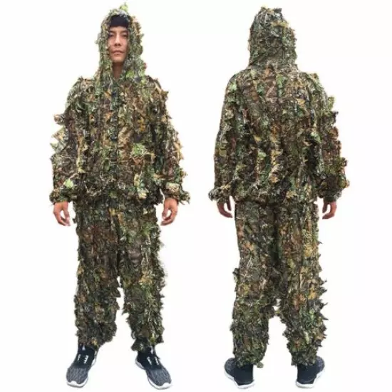 3D Leaves Camouflage Hunting Clothing Ghillie Suit Spring Autumn Bird Watching