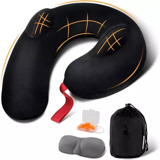 Neck Pillow for Travel, Inflatable Travel Neck Pillows for Airplanes