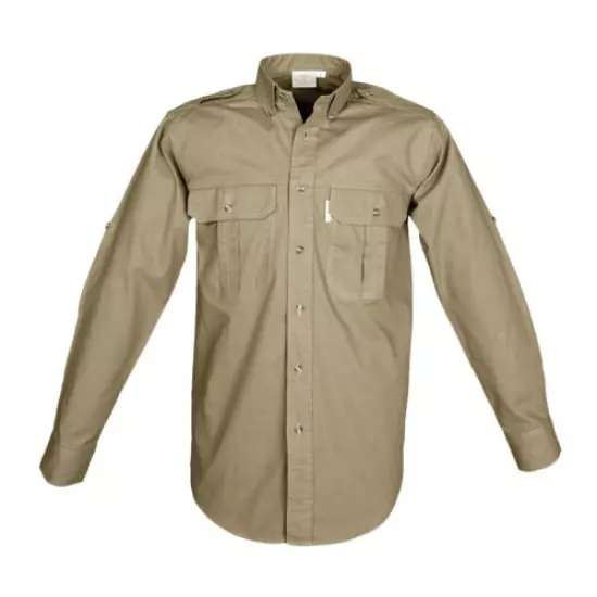 TAG SAFARI Mens Trail Long Sleeve Khaki Shirt (MS-039L/S-P867-K)