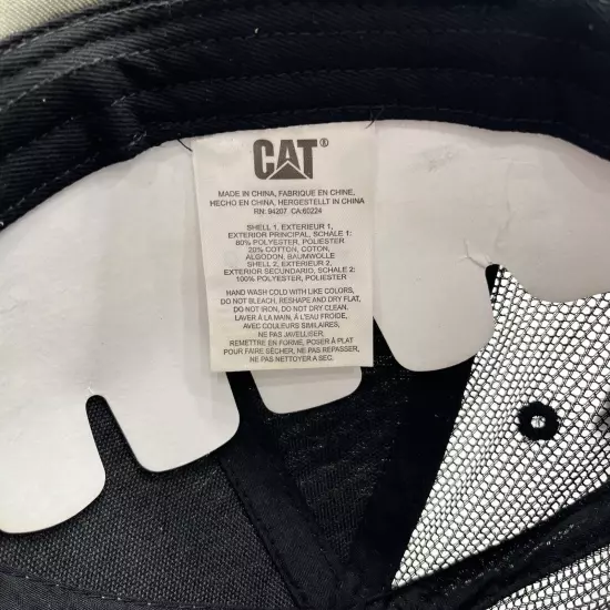 CAT Olive Green Mesh Black Embroidered SnapBack Hat Cap Adult OS