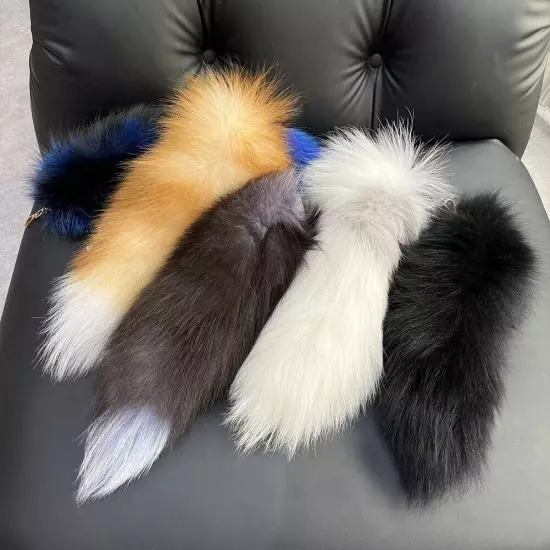 Huge Fluffy Faux Fur Fox-Tail Keychain Pompoms Bag Pendant Gift for Women Girl