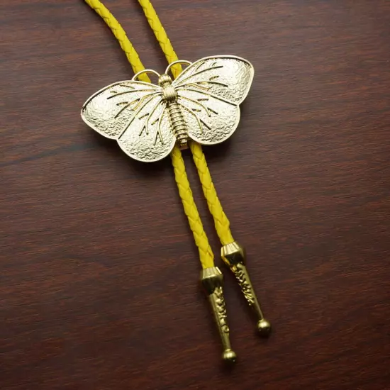 Men BOLO Tie Vintage Butterfly Wedding Pendant Necklace Alloy PU Western Cowboy