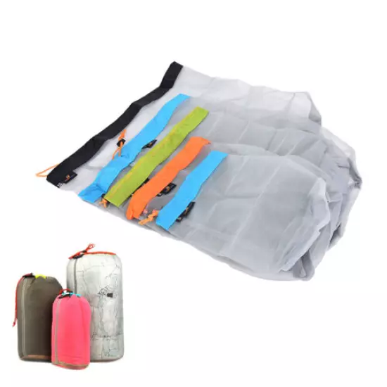 1PC Outdoor Bag Ultralight Mesh Stuff Sack Camping Sports Drawstring Storage ~bp