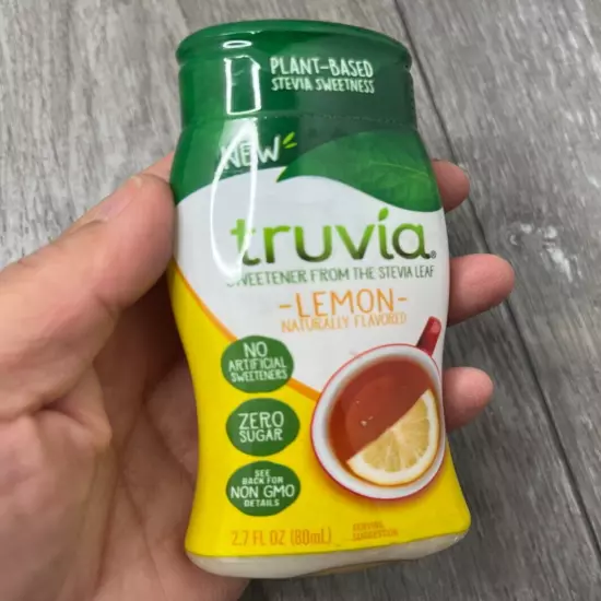 4pk Truvia Sweetener from Stevia Leaf Lemon Flavor Bottles 2.7oz ea BB 2/25 d21