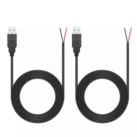 6FT USB A Male Plug 2 Pin Bare Wire USB 20 A Male Pigtail Open End Power Ca